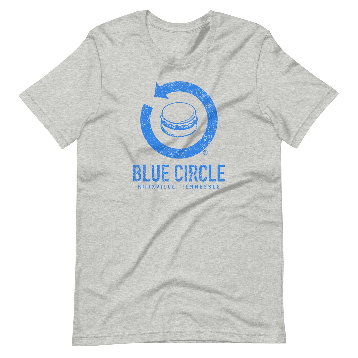 Blue Circle Arrow Logo Unisex T-shirt by RICK BALDWIN