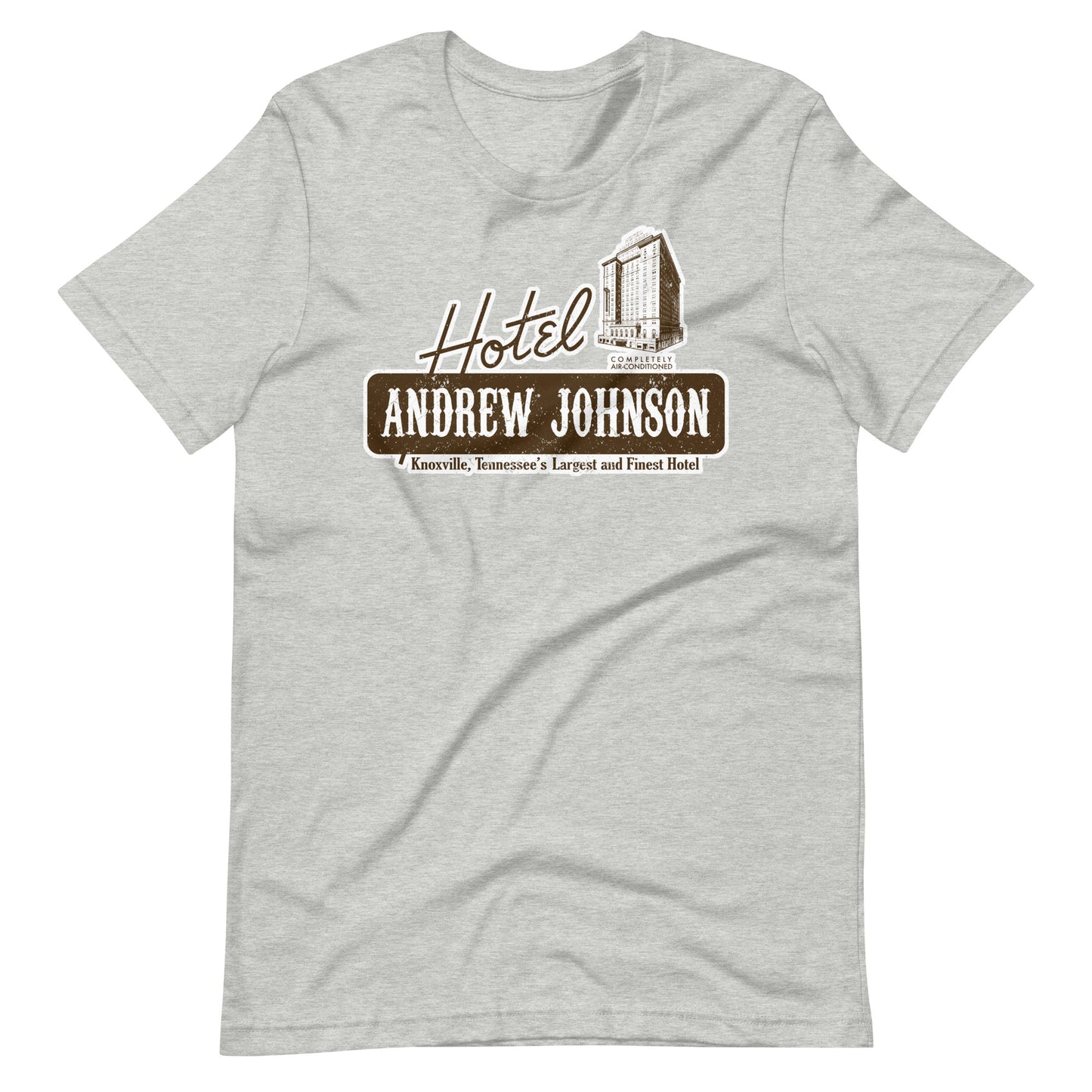Hotel Andrew Johnson Unisex T-shirt in Brown by RICK BALDWIN