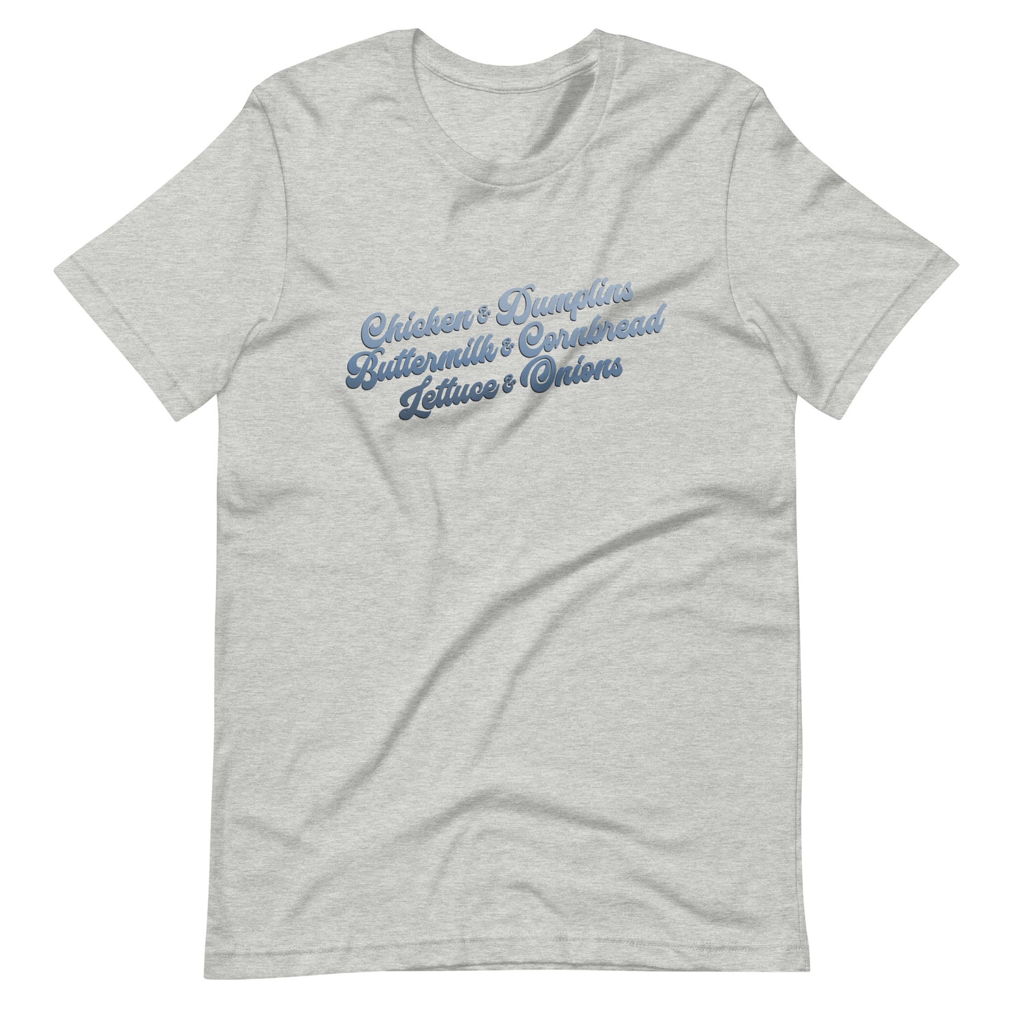 Chicken & Dumplins T-Shirt in Blue by RICK BALDWIN