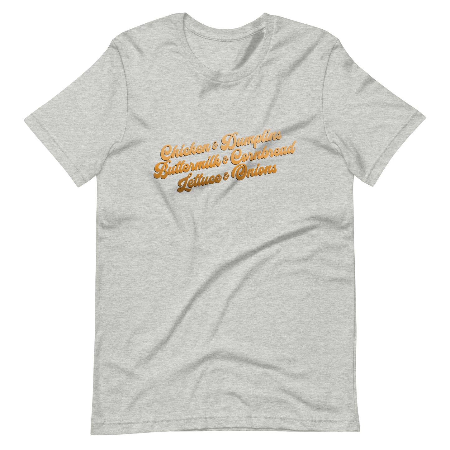 Chicken & Dumplins T-Shirt in Orange by RICK BALDWIN