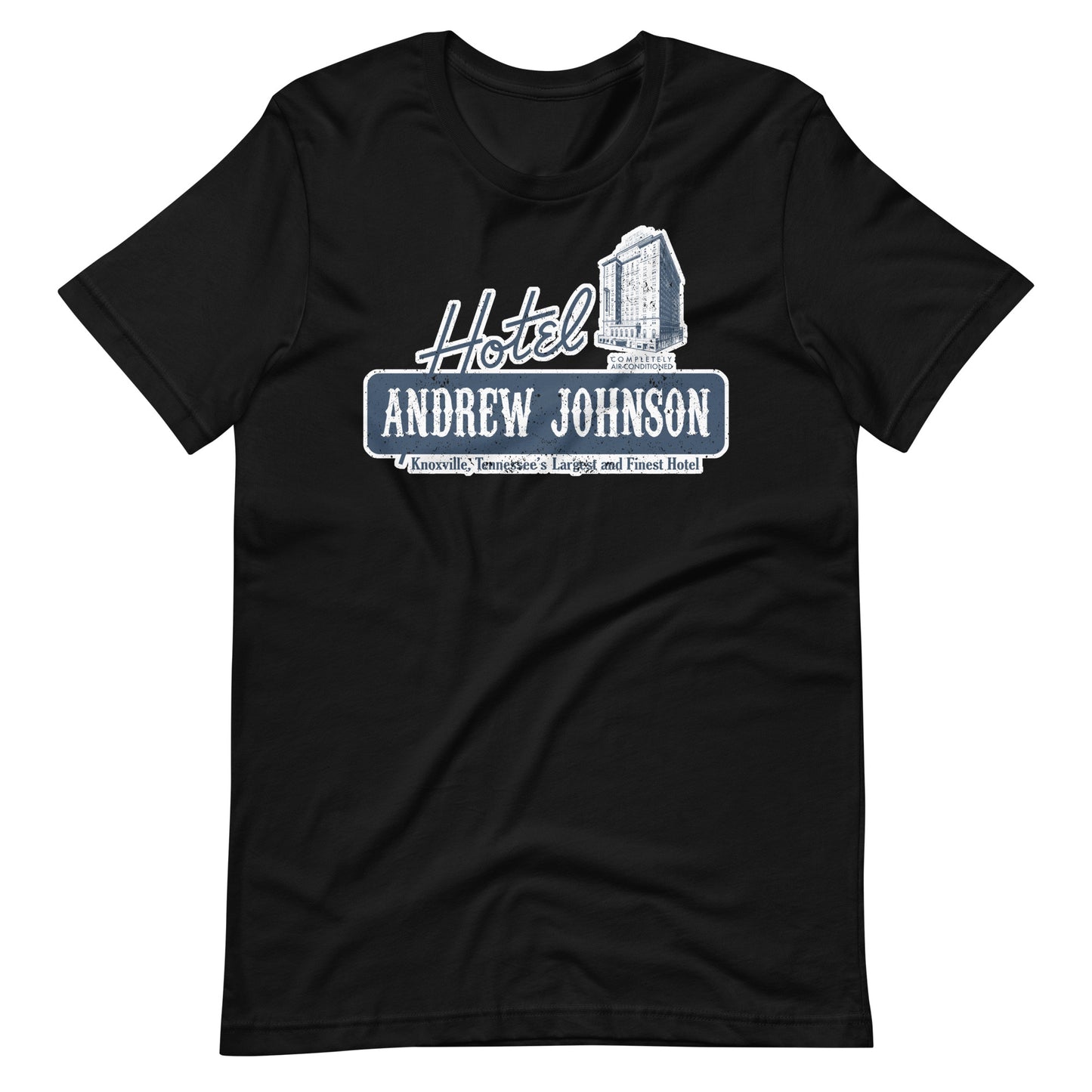 Hotel Andrew Johnson Unisex T-shirt in Blue by RICK BALDWIN