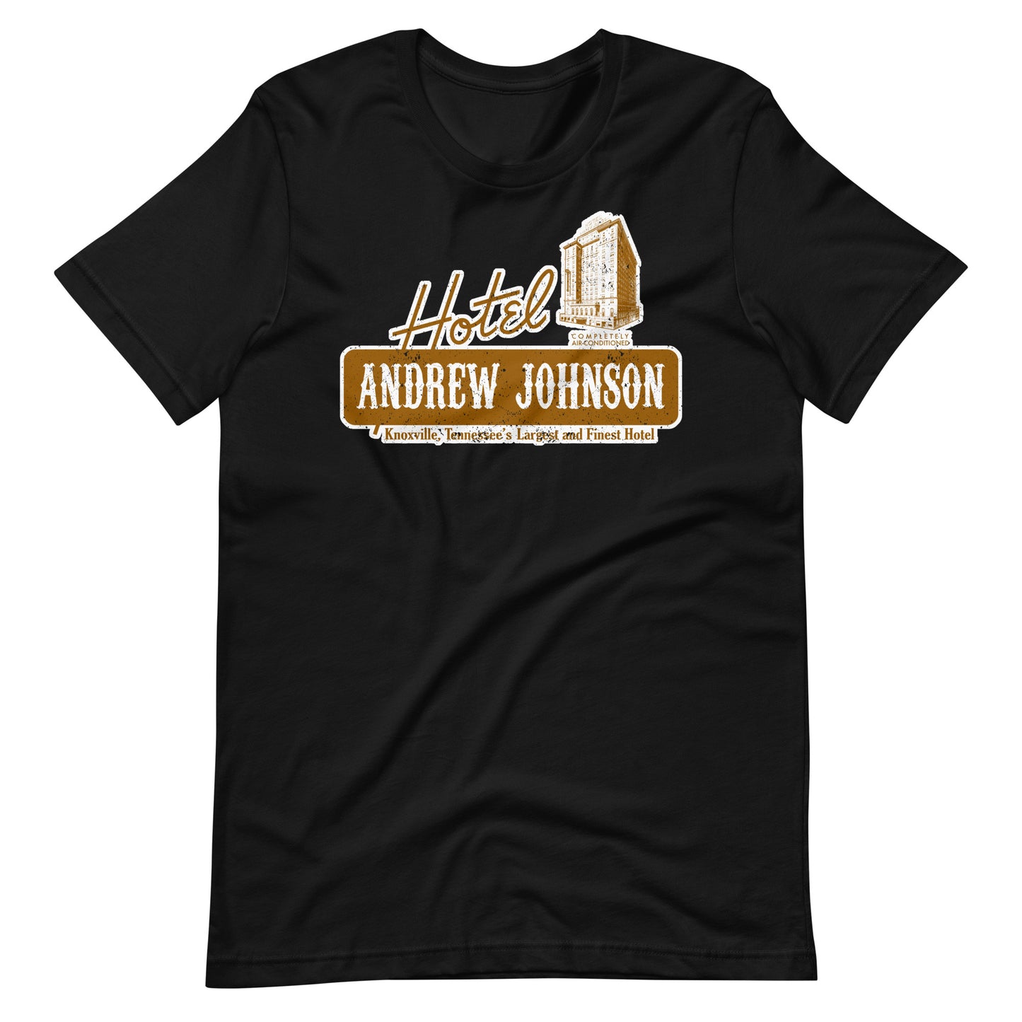Hotel Andrew Johnson Unisex T-shirt in Antique Orange  by RICK BALDWIN