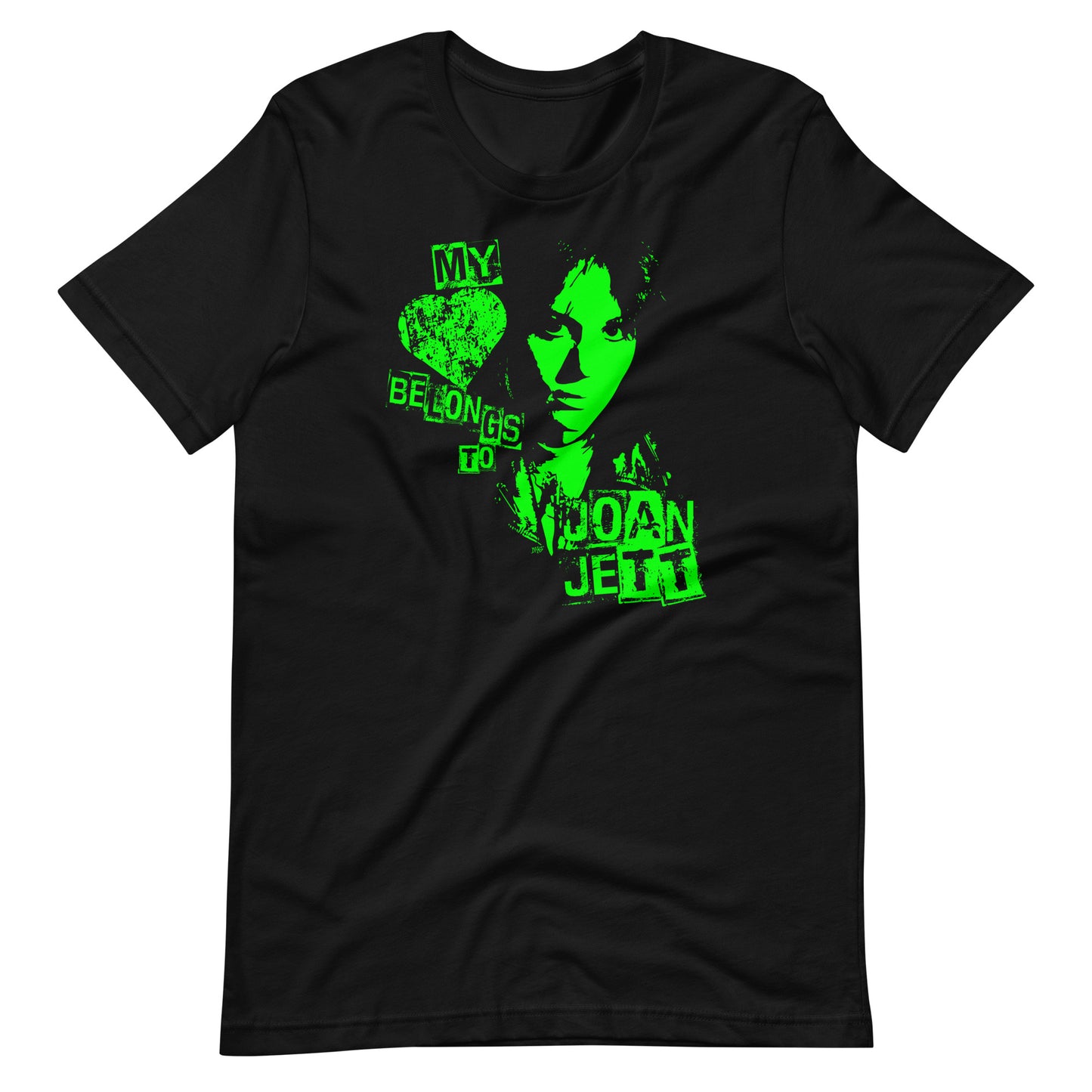 Joan Jett Green Unisex T-shirt by RICK BALDWIN