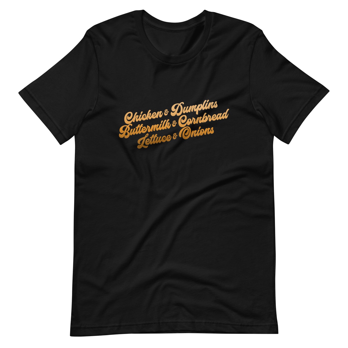 Chicken & Dumplins T-Shirt in Orange by RICK BALDWIN