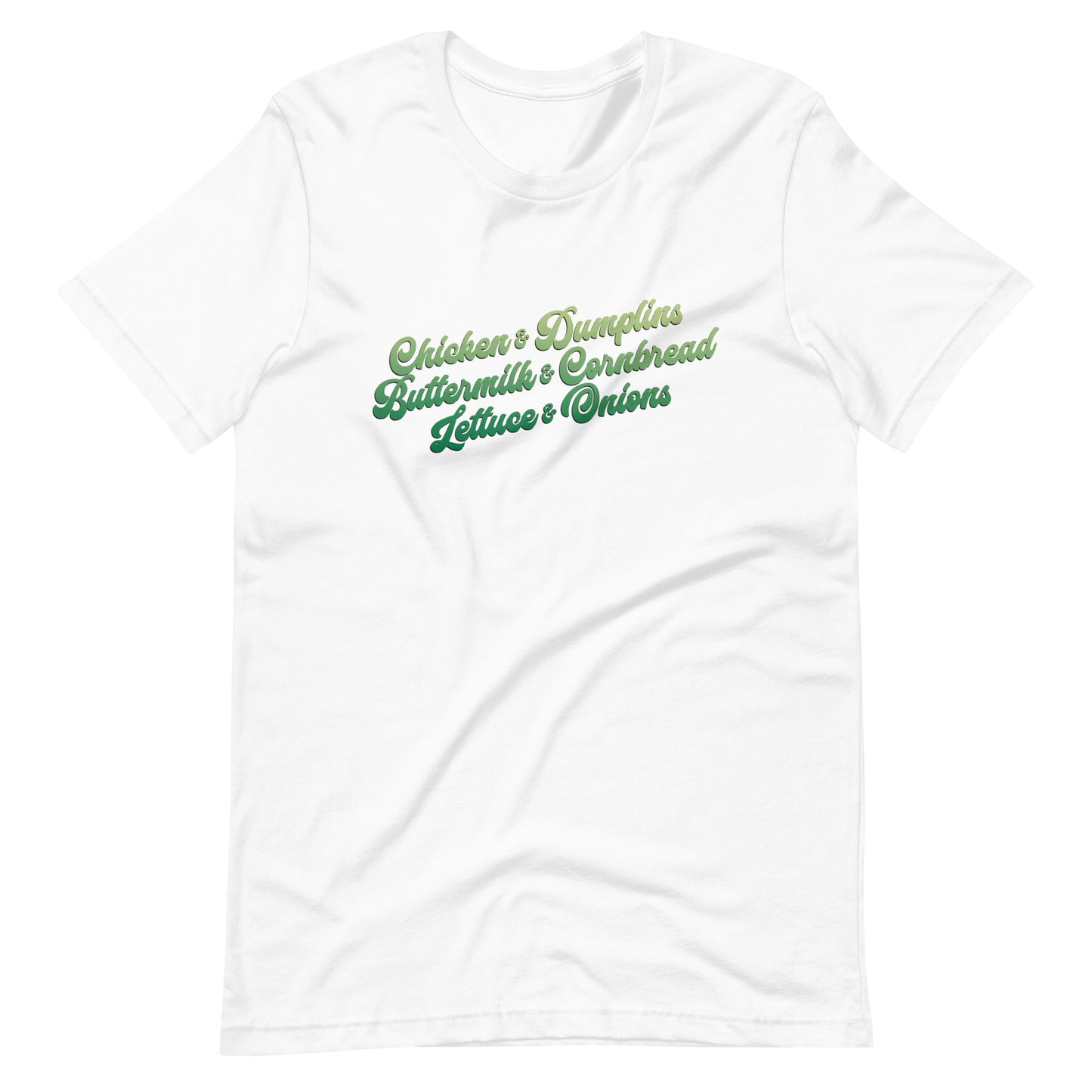 Chicken & Dumplins T-Shirt in Green by RICK BALDWIN