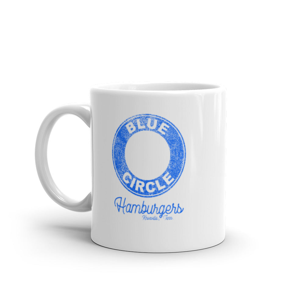 Blue Circle Classic Logo White Glossy Mug by RICK BALDWIN